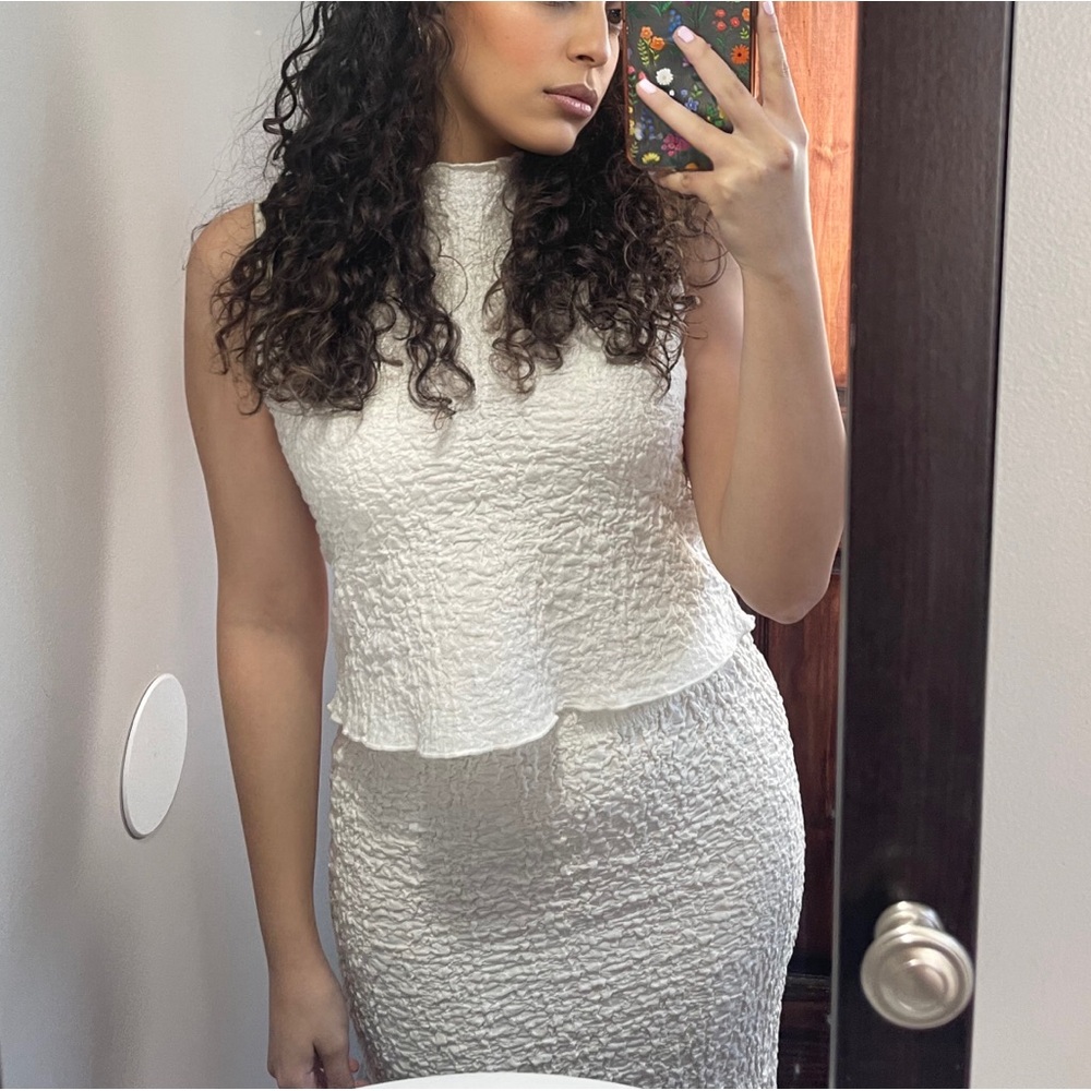 Stradivarius textured tube maxi skirt and top set
